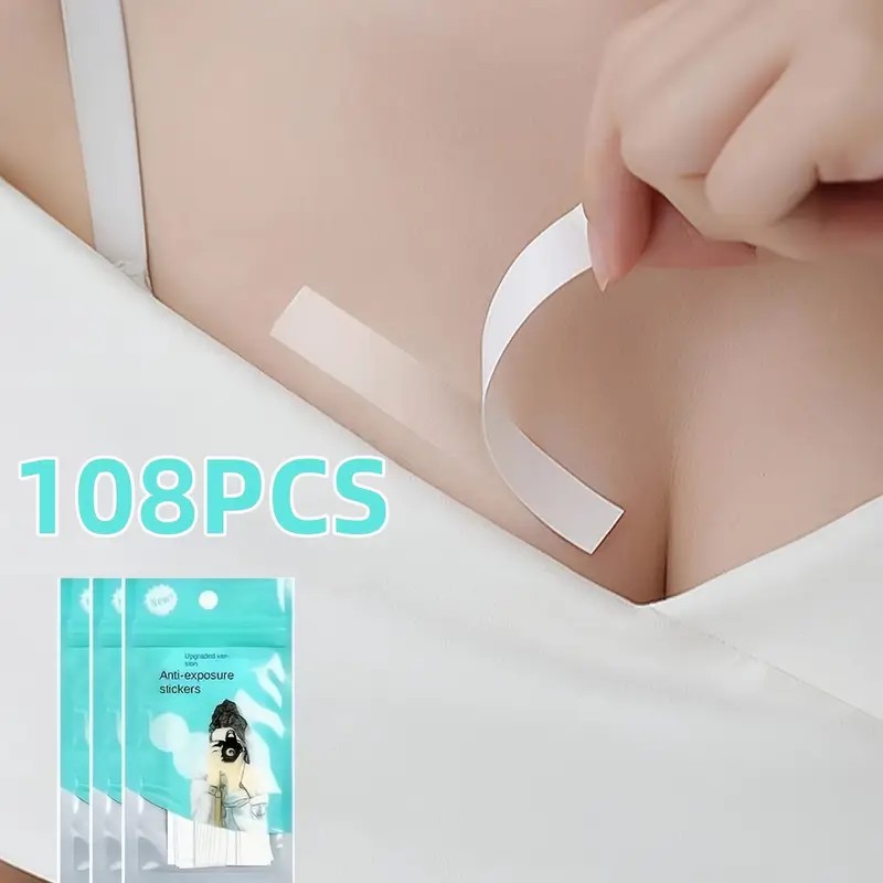 Silicone Bra Adhesive - 108 Pieces/3 Packs, Double-Sided Tape for