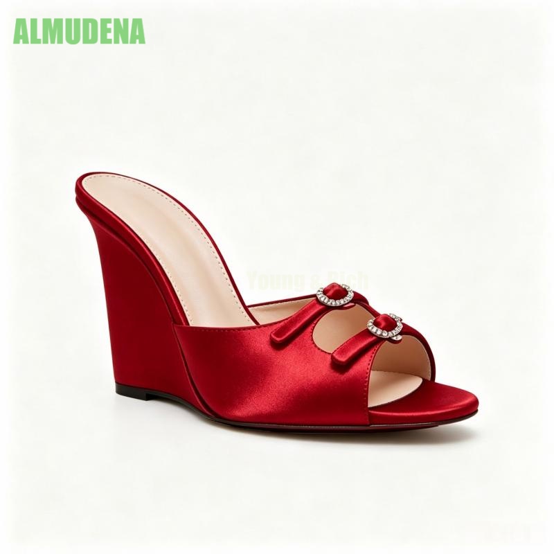 Women Wedge Heel Mule Sandals  - Slip Dress Satin review and price